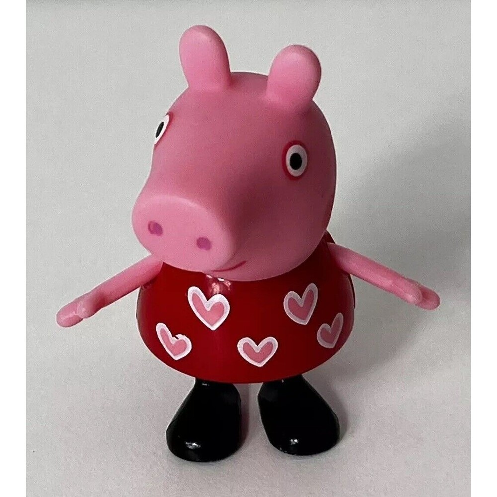 Peppa Pig Girl Red Dress Hearts Valentine Action Figure 2003 Replacement Topper